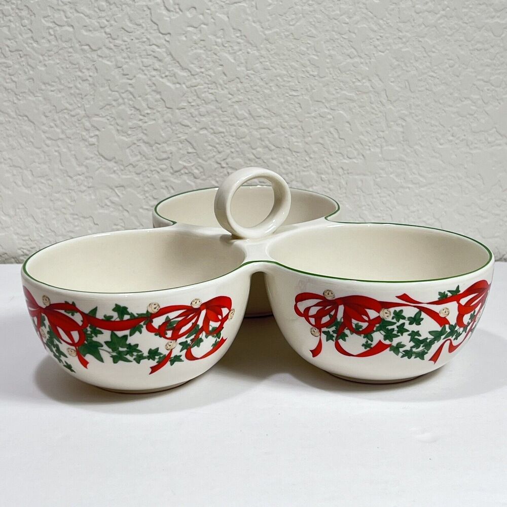 Spode Collection - 2007 - Christmas Tree - 3 Part Sauce or Appetizer Dish